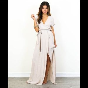 VICI Bardot Wrap Dress in Nude NWOT