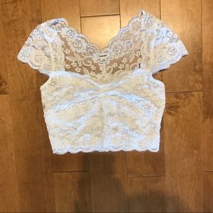 White lace crop top