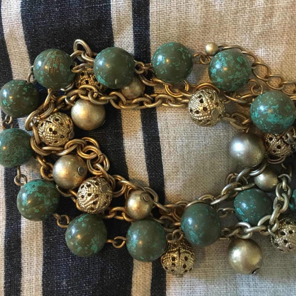 turquoise and light gold necklace