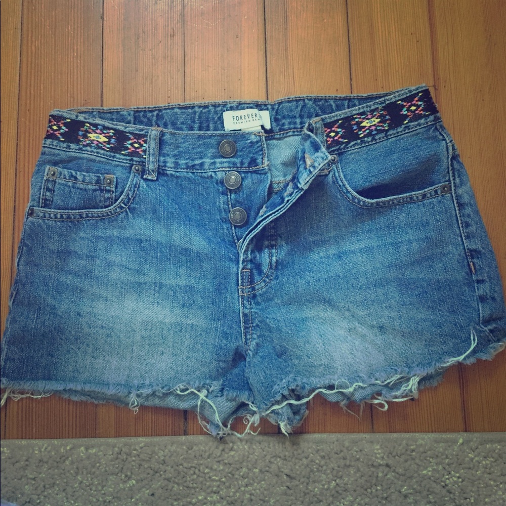 Forever 21 Denim Shorts with Aztec print