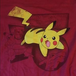 Pokemon Pikachu 2XL XXL Red Varsity Style T-Shirt