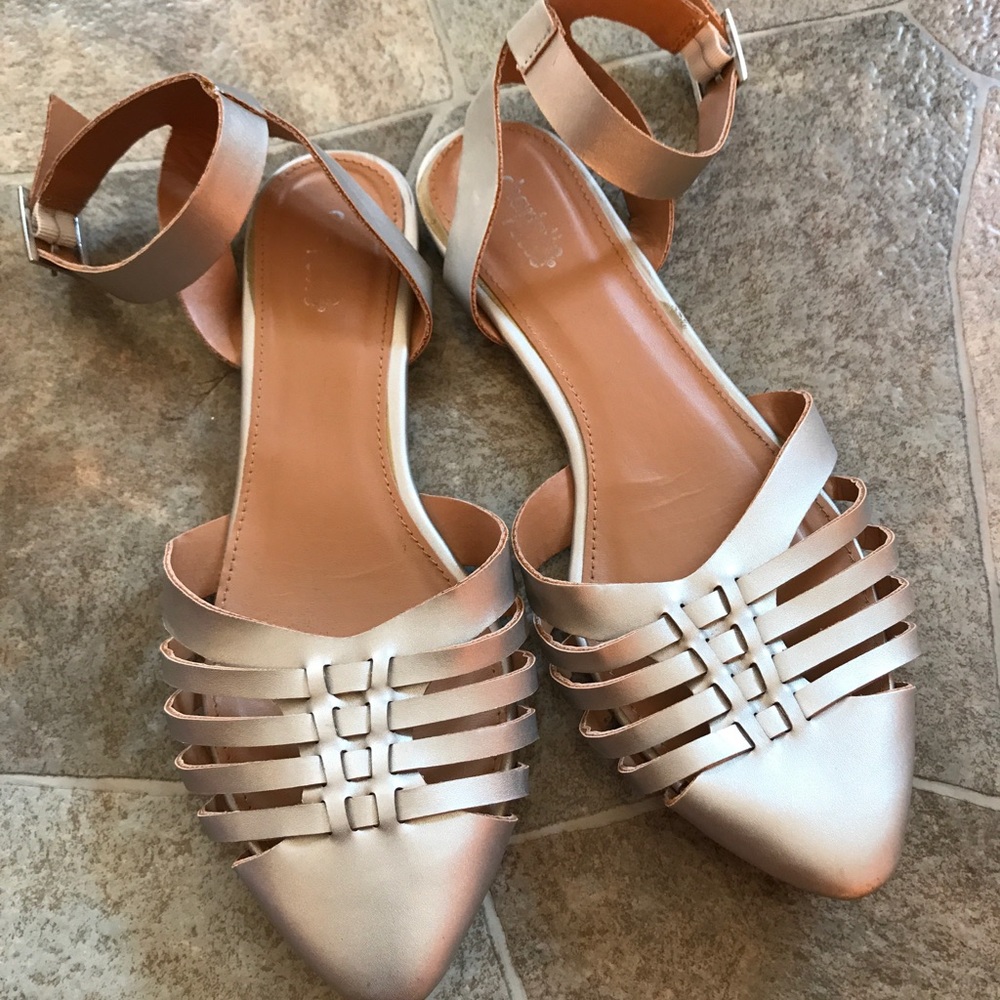 Silver strappy flats