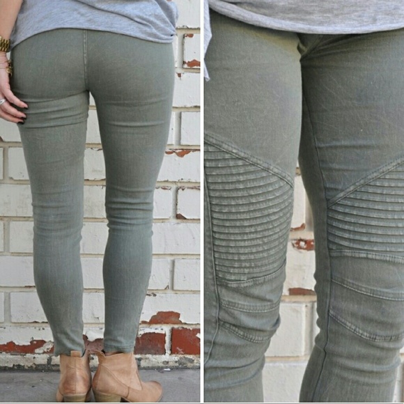 Olive Moto Jegging with Ankle Zipper - Picture 2 of 5