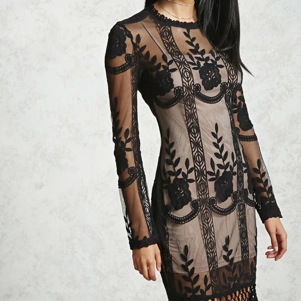 Embroidered and fringed dress
