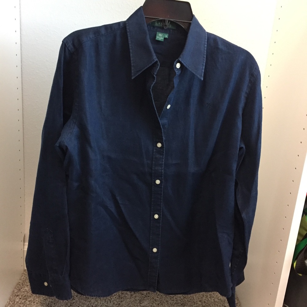Navy Blue RL Linen Shirt