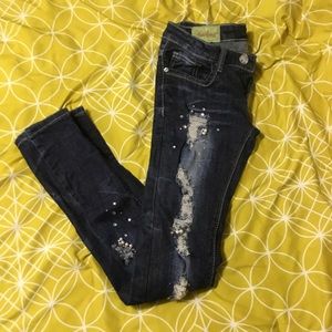 Bedazzled distressed jeans