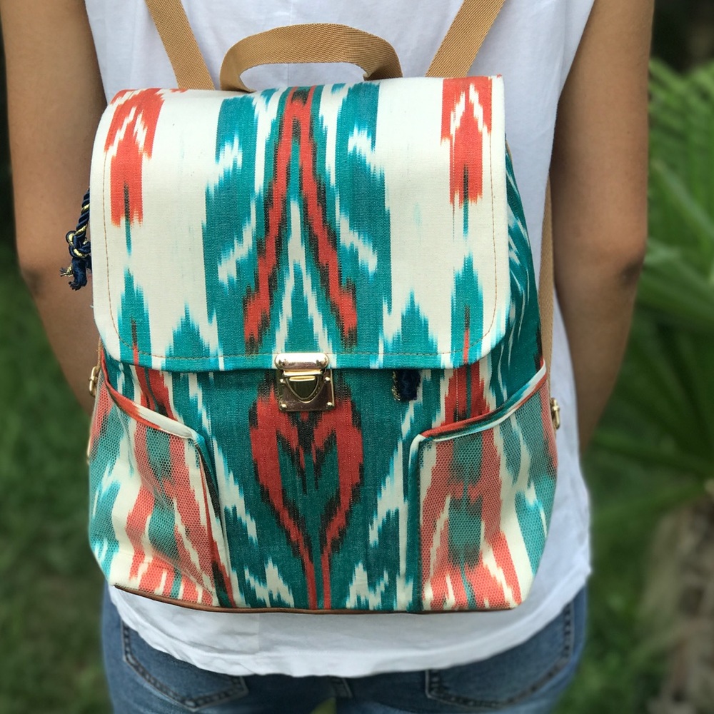 IKAT BACKPACK 🎒 NEW Aztec print! Silk/Cotton! New