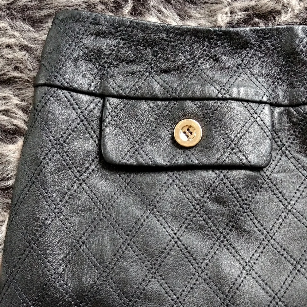 Leather skirt , black diamond stitched