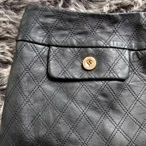 Leather skirt , black diamond stitched