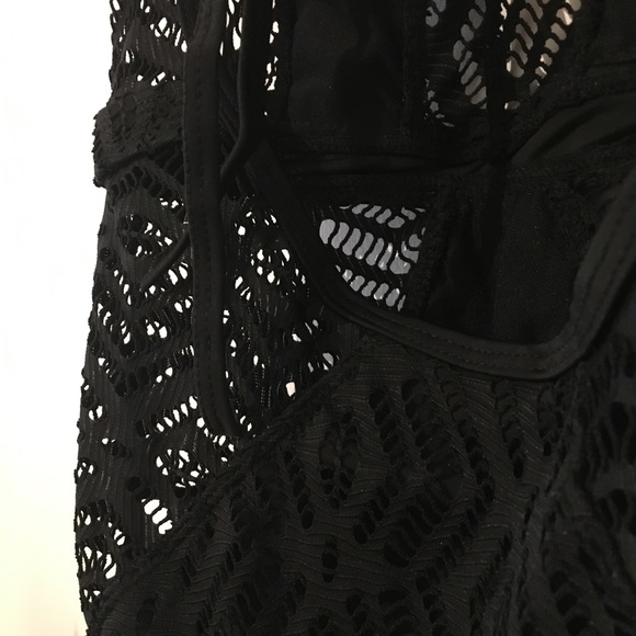 NEVER WORN Black Crochet One-Piece Swimsuit - Picture 6 of 8