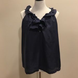 J.Crew Blue Cotton and Silk Sleeveless Blouse