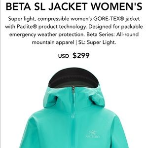 ARC'TERYX WOMENS SL BETA JACKET