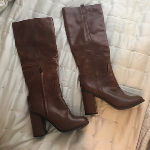 Aldo High Leather Boots in Brown with heel NWOT