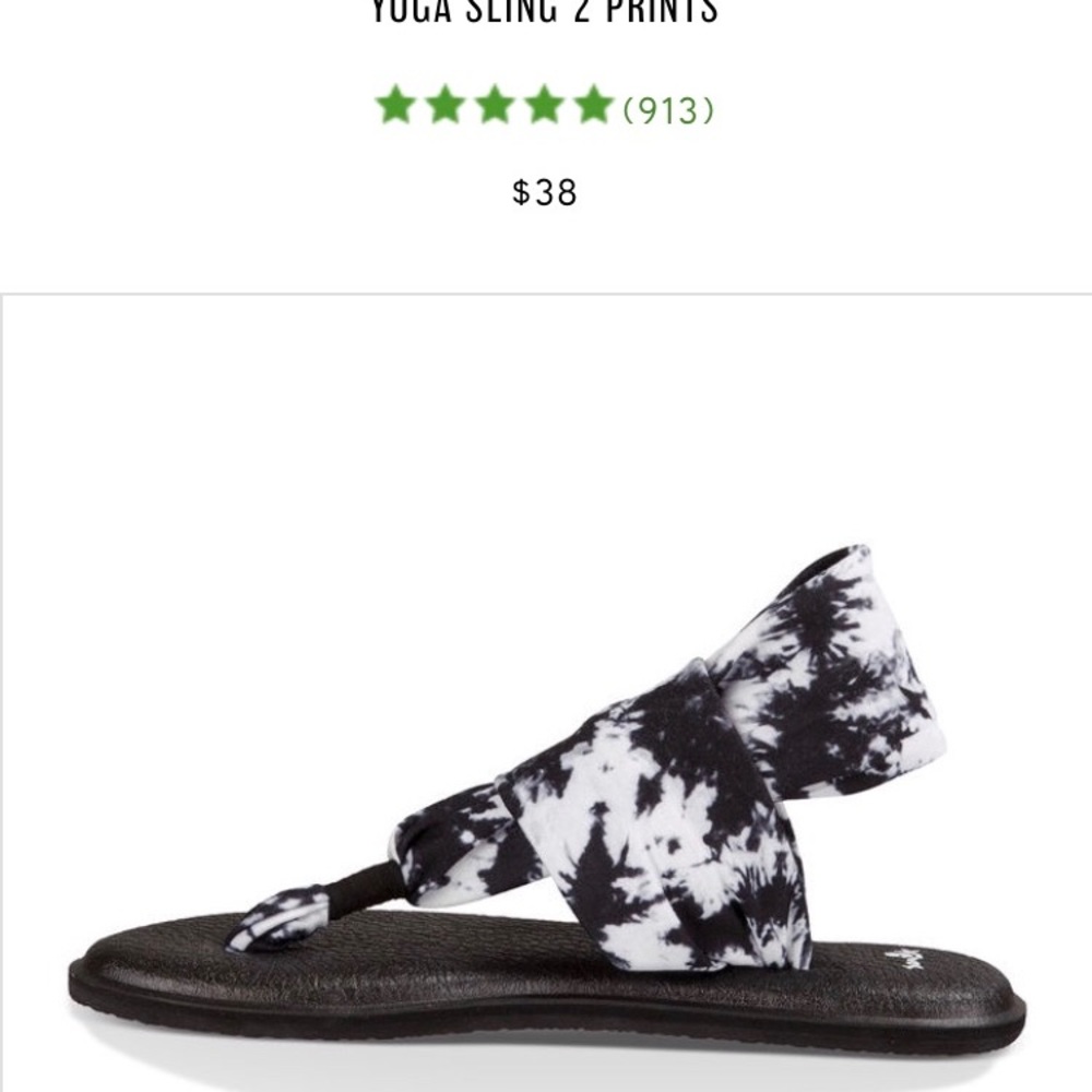 Sanuk tie dye black and white sandals
