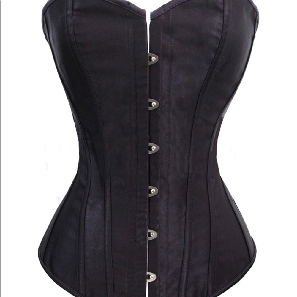 Black Satin Corset Bustier Top