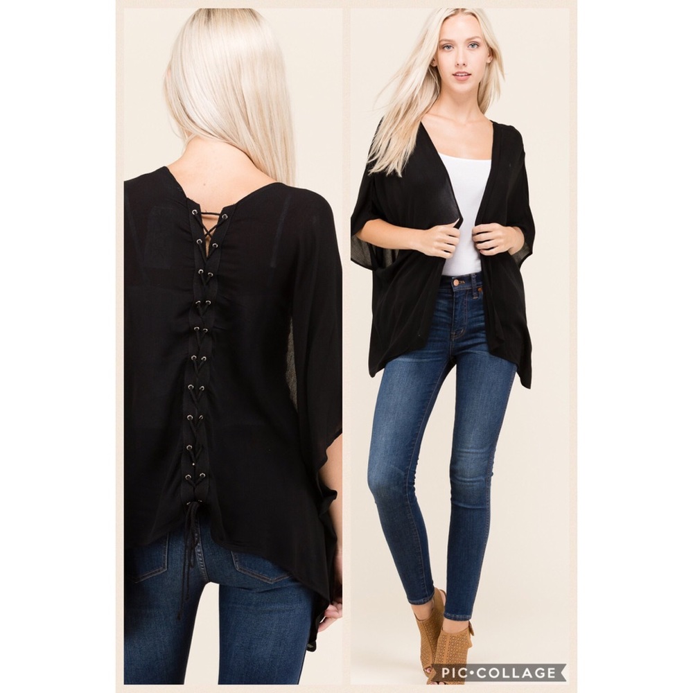 Black Detailed Kimono