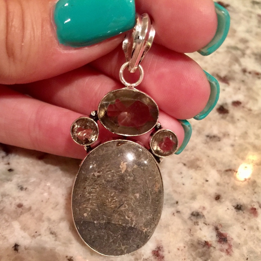 Smoky Quartz and Jasper Pendant