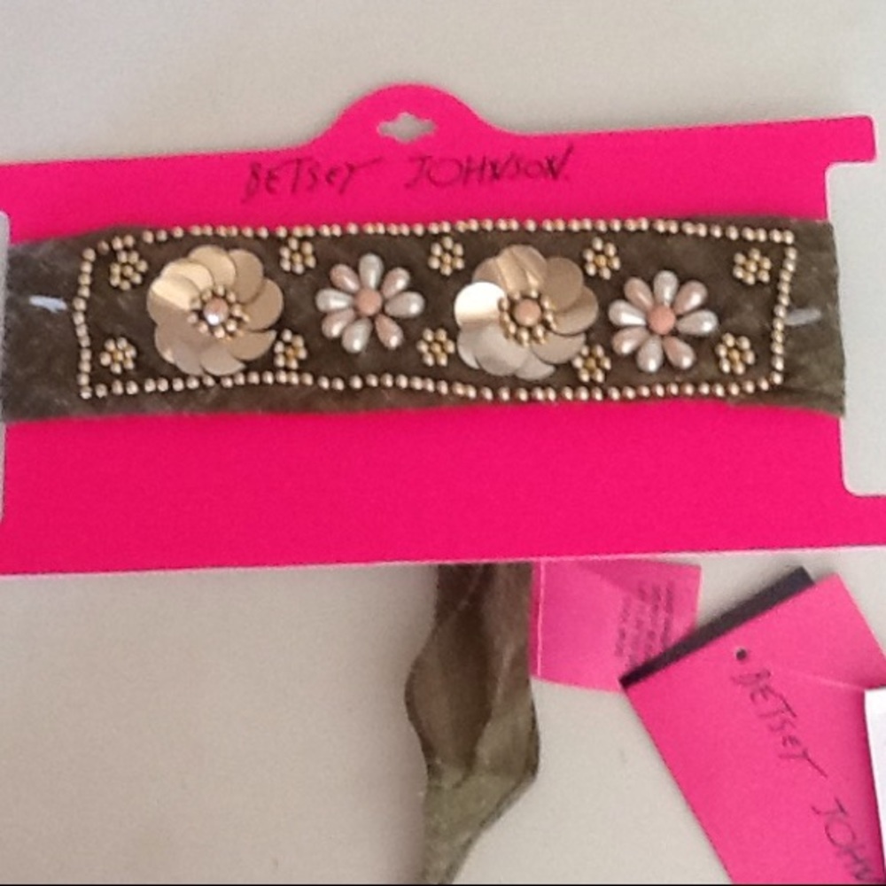 Betsey Johnson Tan Beaded Bandana