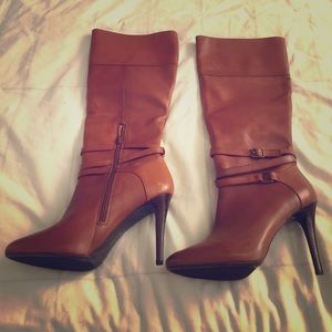 Ralph Lauren tan leather heeled boots