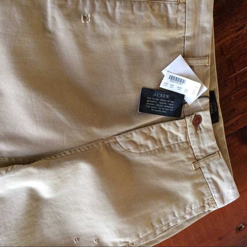 J Crew NWT boyfriend distressed khakis 2petite - Picture 2 of 7