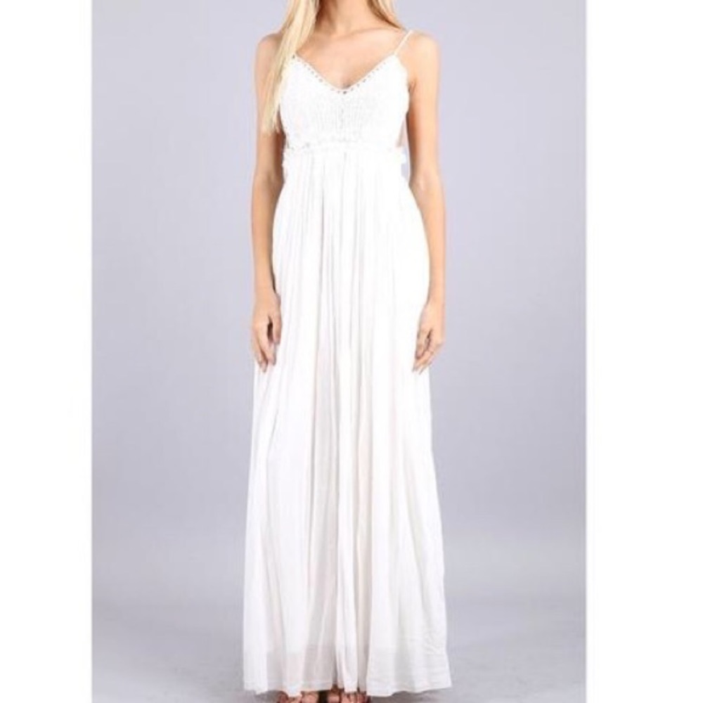 NWOT White Low Back Maxi Dress
