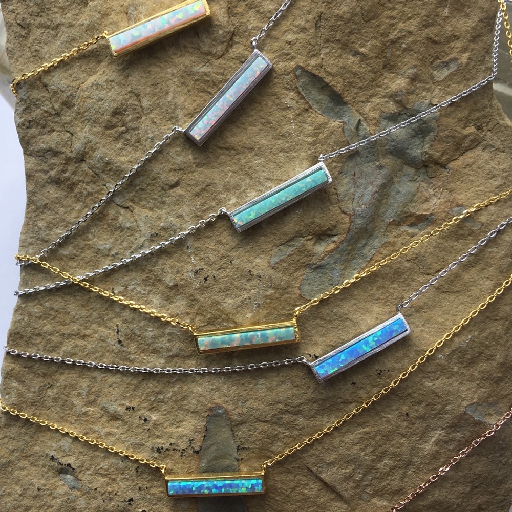 Opal Bar Necklace