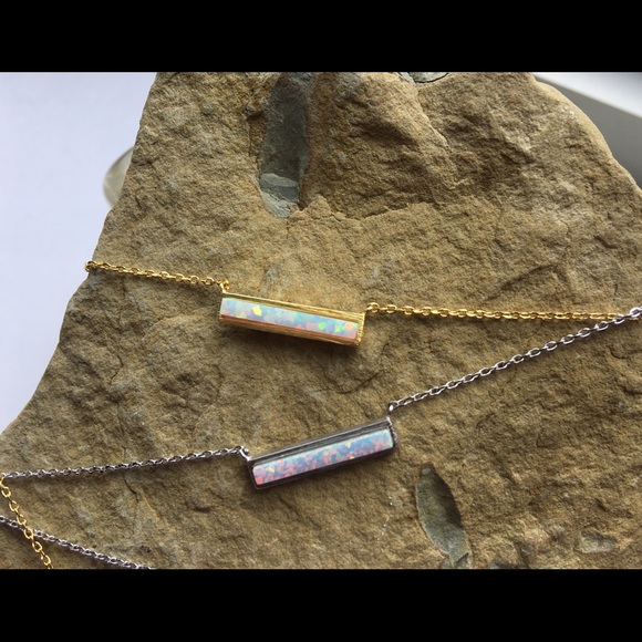 Opal Bar Necklace - Picture 2 of 5