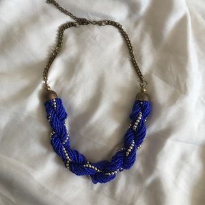 Blue With Gold Beaded Necklace