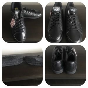 Men's Black Retro Pony Sneakers