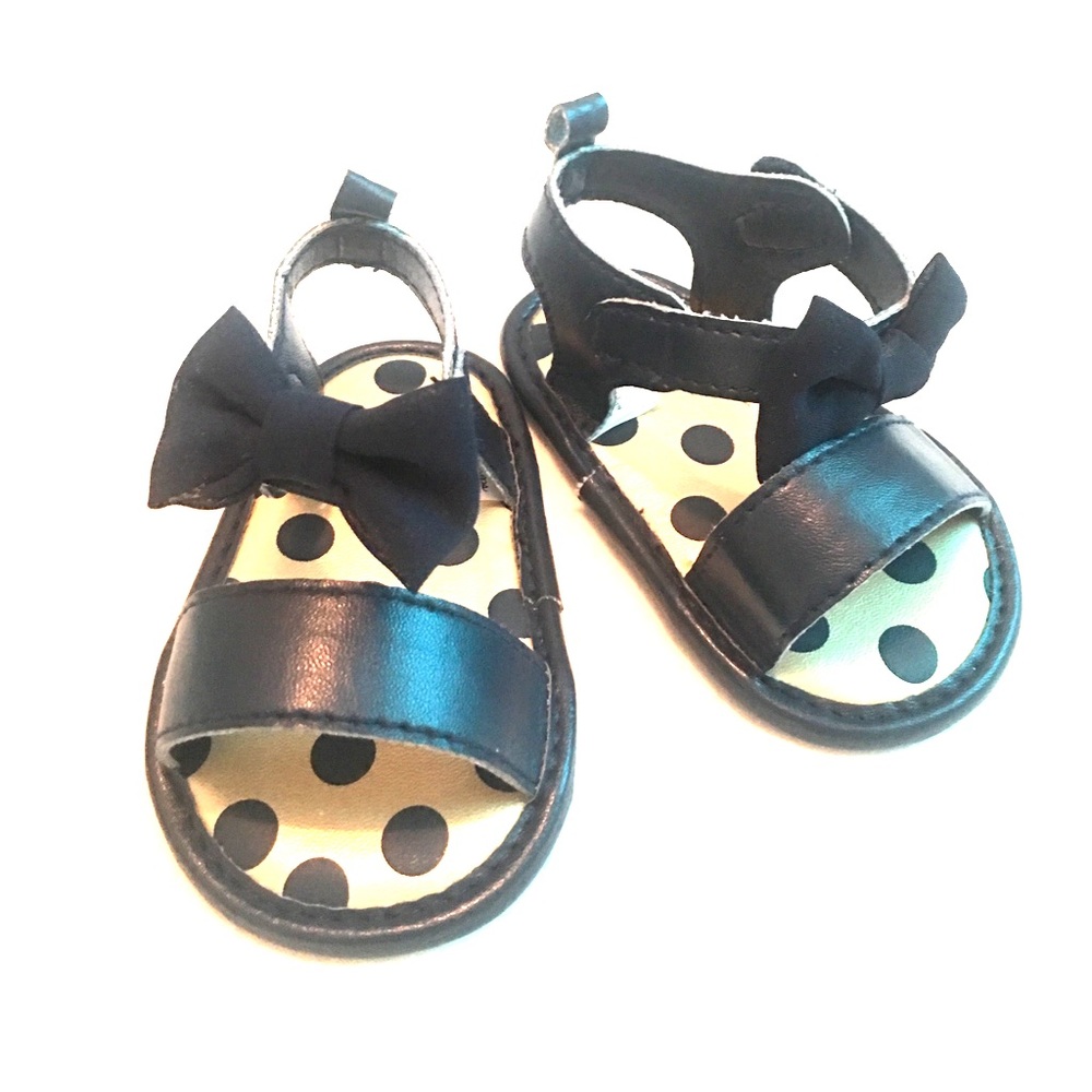 Navy Blue 6-9m baby girl sandals with bows