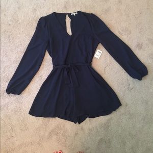 Long sleeve navy romper