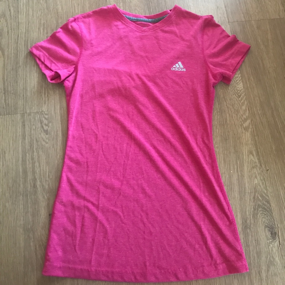 Adidas Ultimate Tee v-neck t-shirt in pink