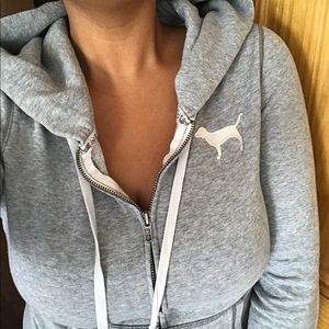 Pink VS gray sip up hoodie