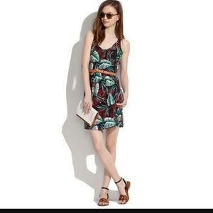 New madewell tropical strappy dress silk mini
