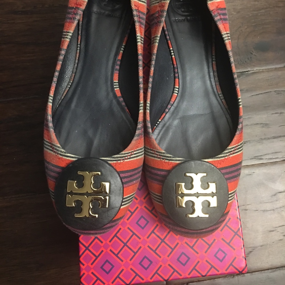 Tory Burch Multicolored Pin Striped Flats