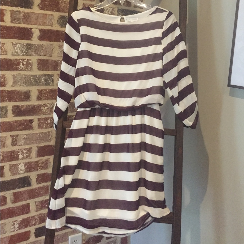 Size small maroon and white striped dress