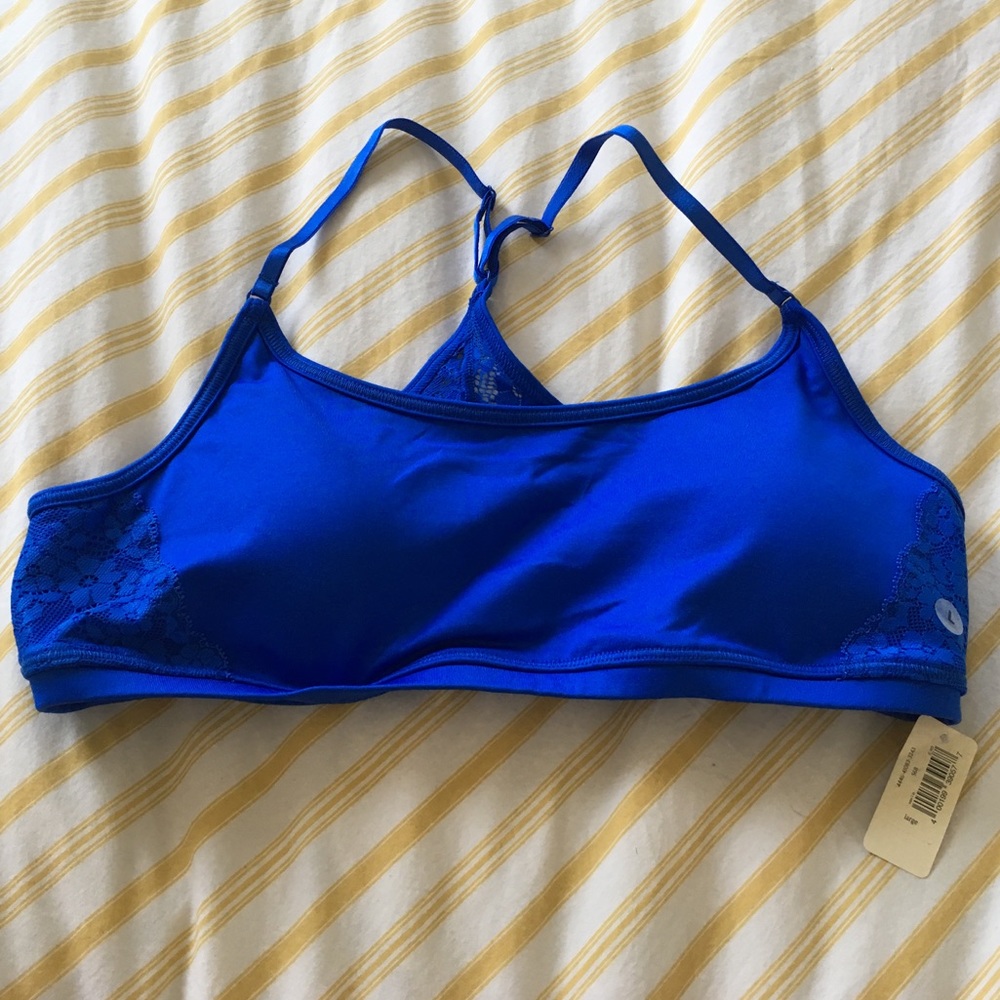 Aerie Vibrant Blue Touch of Lace Sports Bra