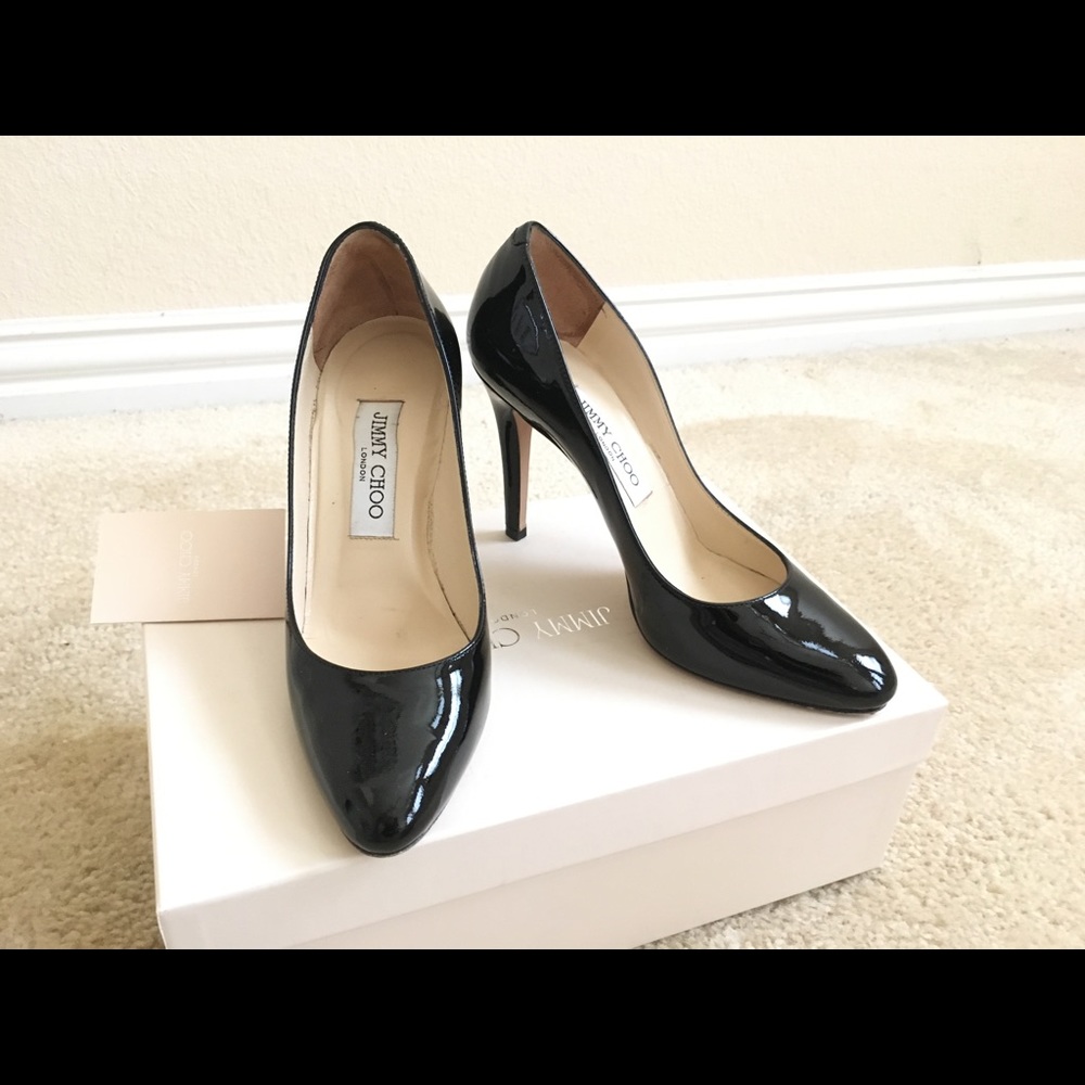Jimmy Choo black patent leather pumps