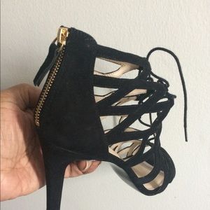 Ladies black suede sandals never worn