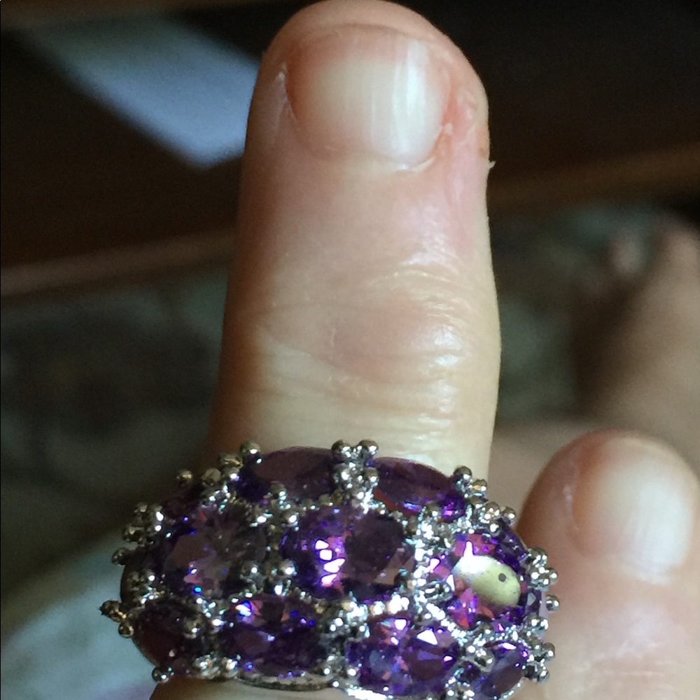 SS 925 13 Stone Amethyst Ring