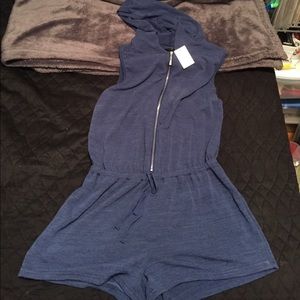 Blue zip up romper