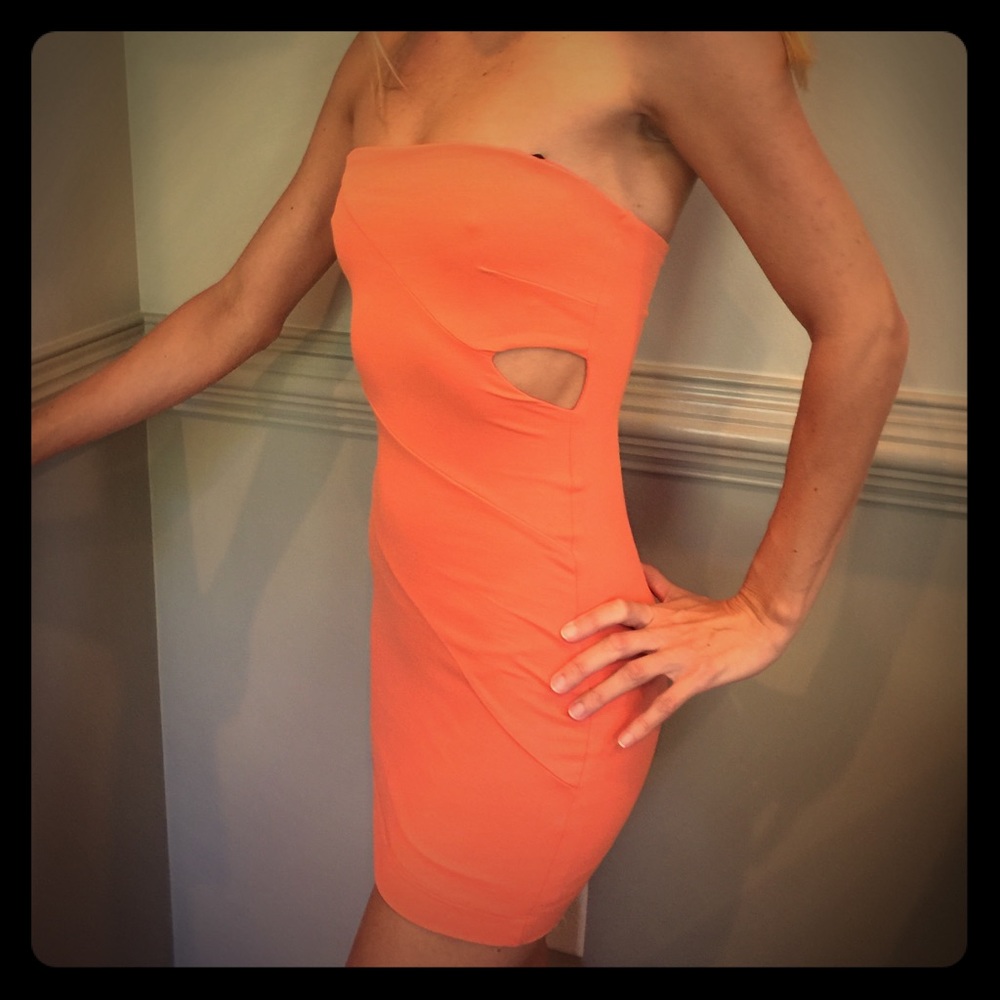 Bebe strapless bodycon dress