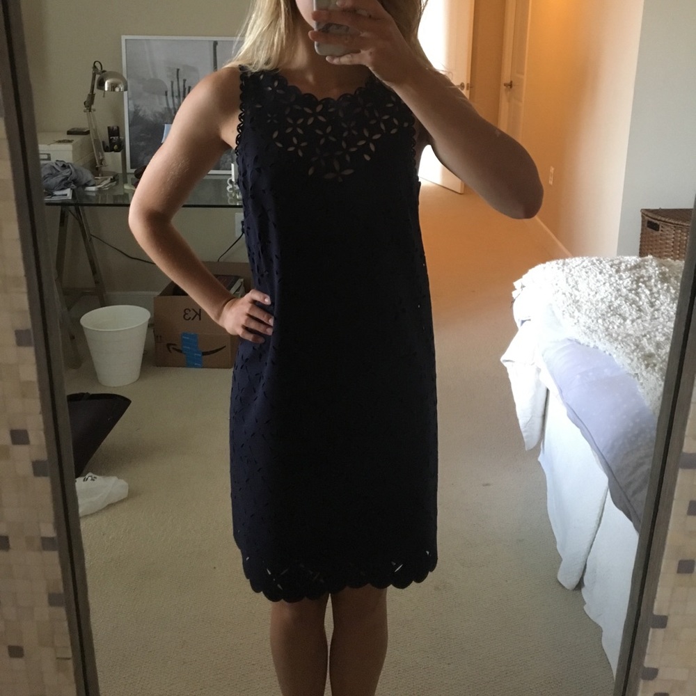 Navy laser cut J.Crew dress