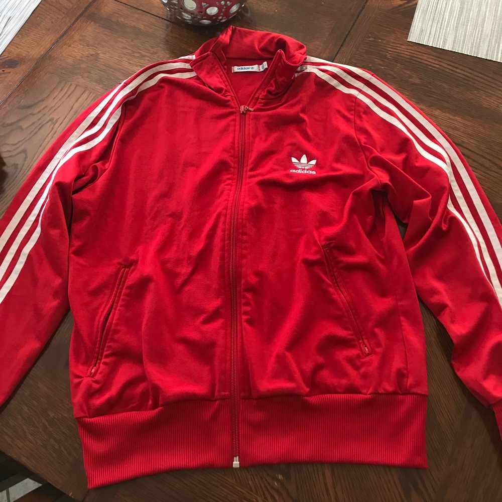 Red adidas track jacket