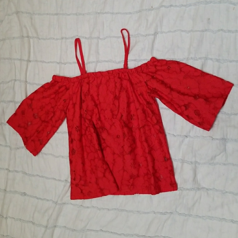Red off the shoulder BB Dakota top