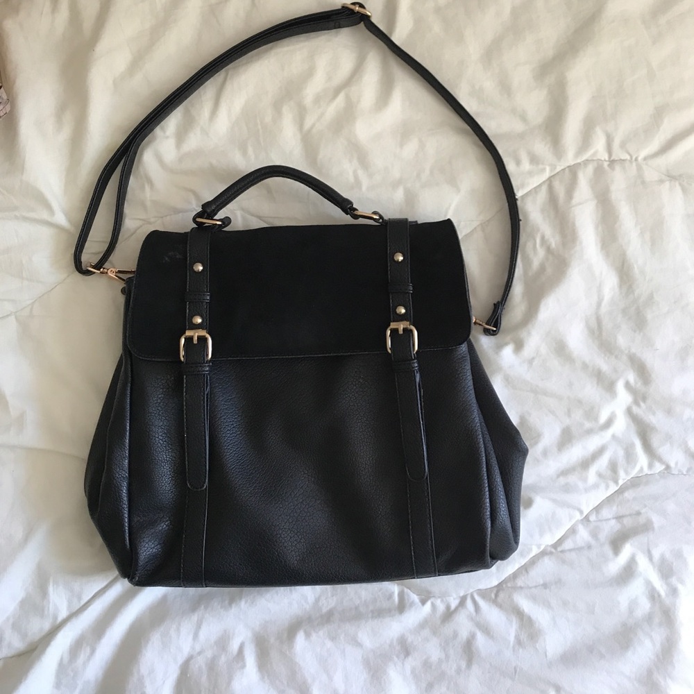 Black leather bag