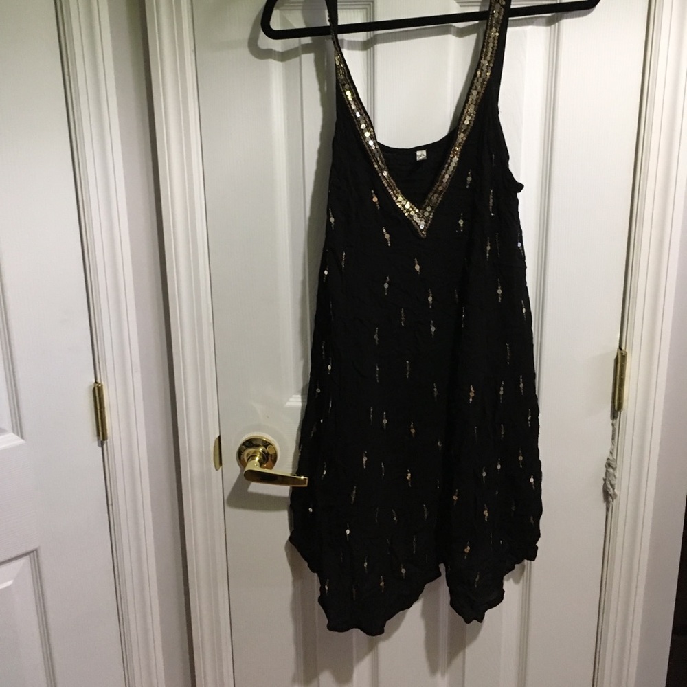 Free people black and gold dress