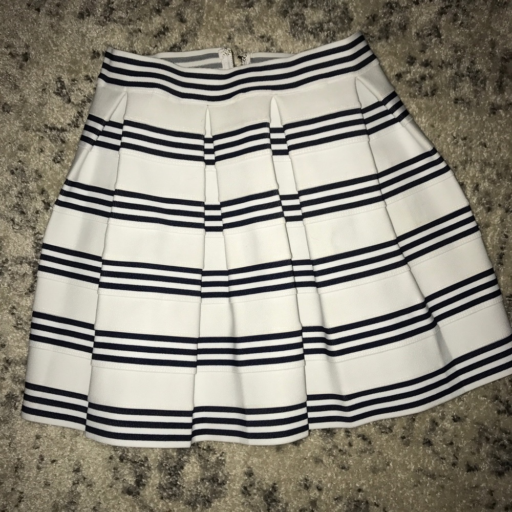 White and Navy Striped Skirt