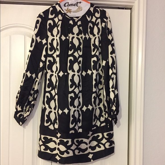 NWT, 100% silk long sleeve black and white dress - Picture 1 of 3