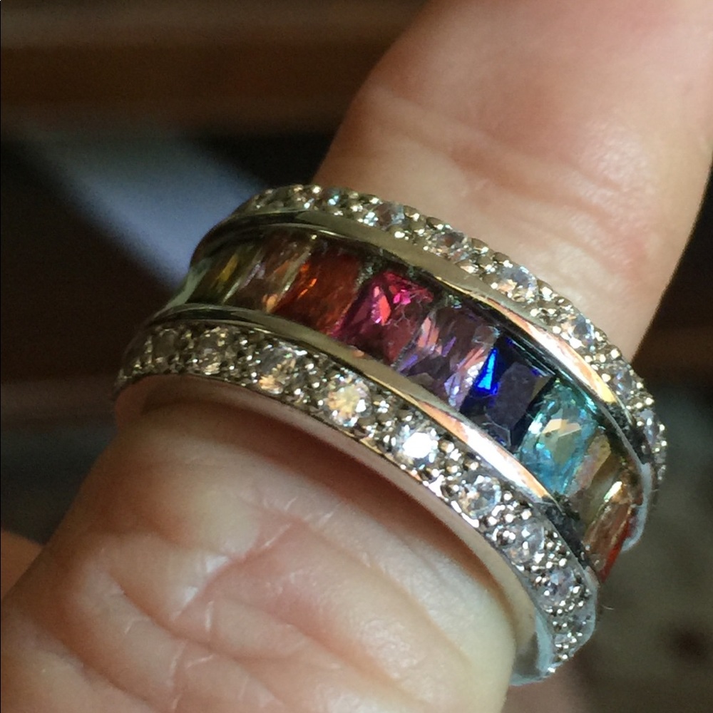 SS 925 multi-stone band ring.